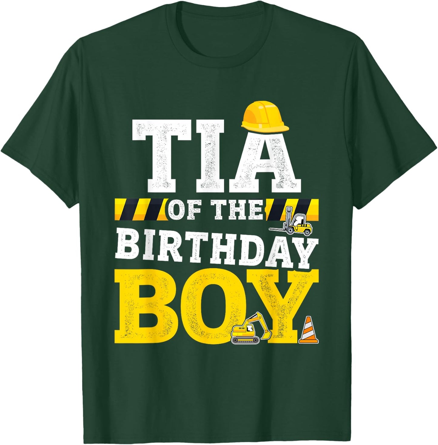 Tia of the birthday boy matching family construction party T-Shirt - T-Shirt | Forest