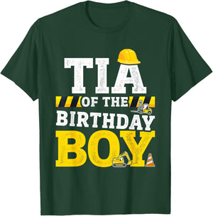 Tia of the birthday boy matching family construction party T-Shirt - T-Shirt | Forest