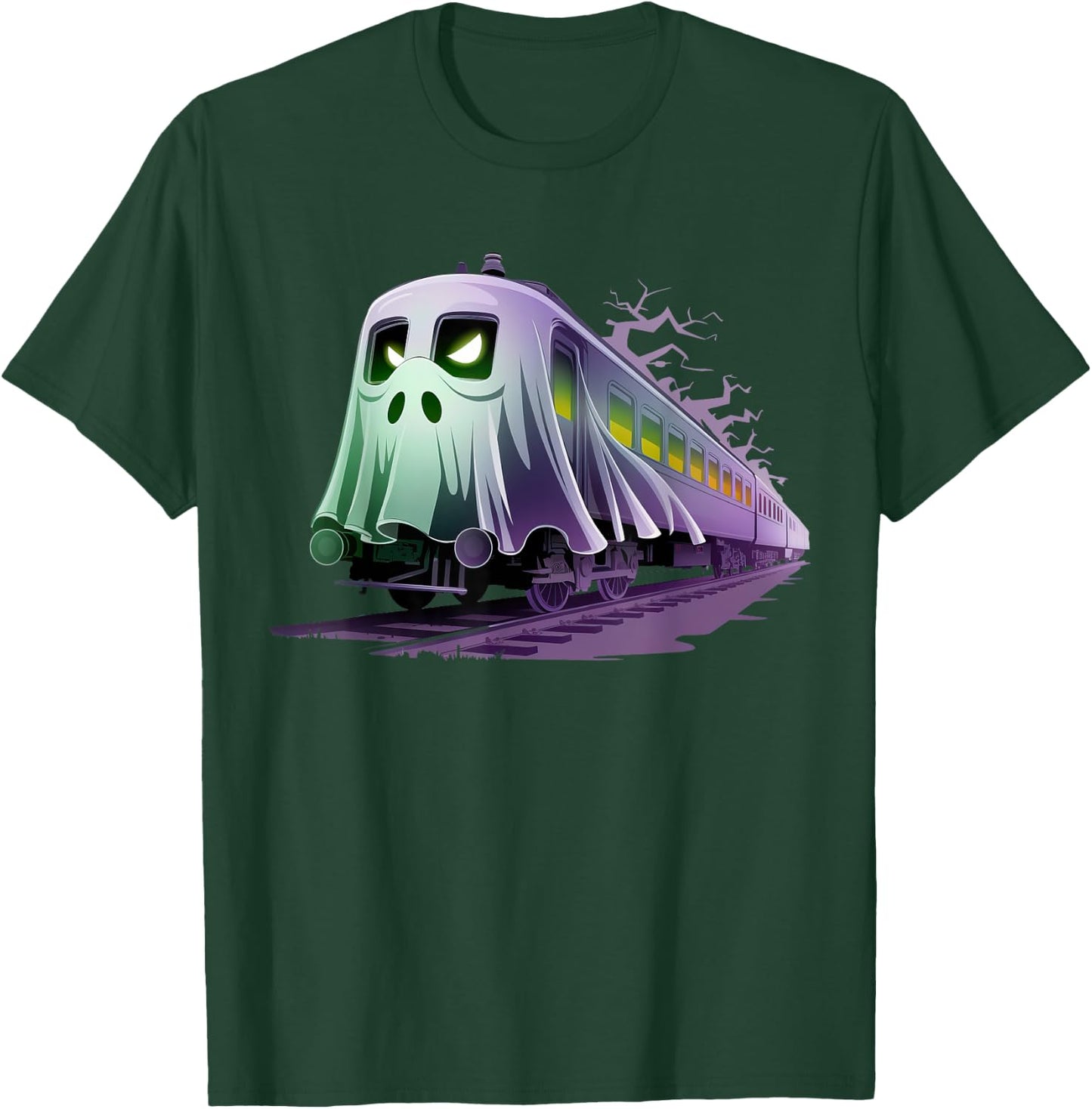 Scary Train Ghost Railroad Funny Halloween Boys Kids T-Shirt - T-Shirt | Forest