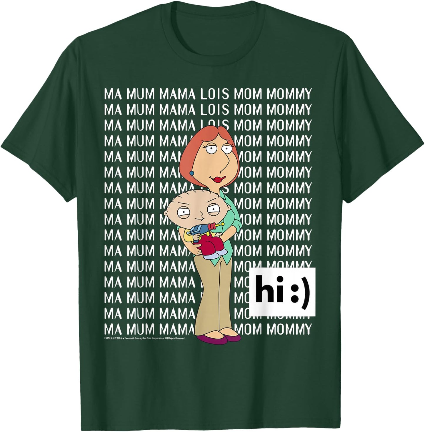 Family Guy Lois Stewie Ma Mum Mama Mom Big Chest Text Logo T-Shirt - T-Shirt | Forest