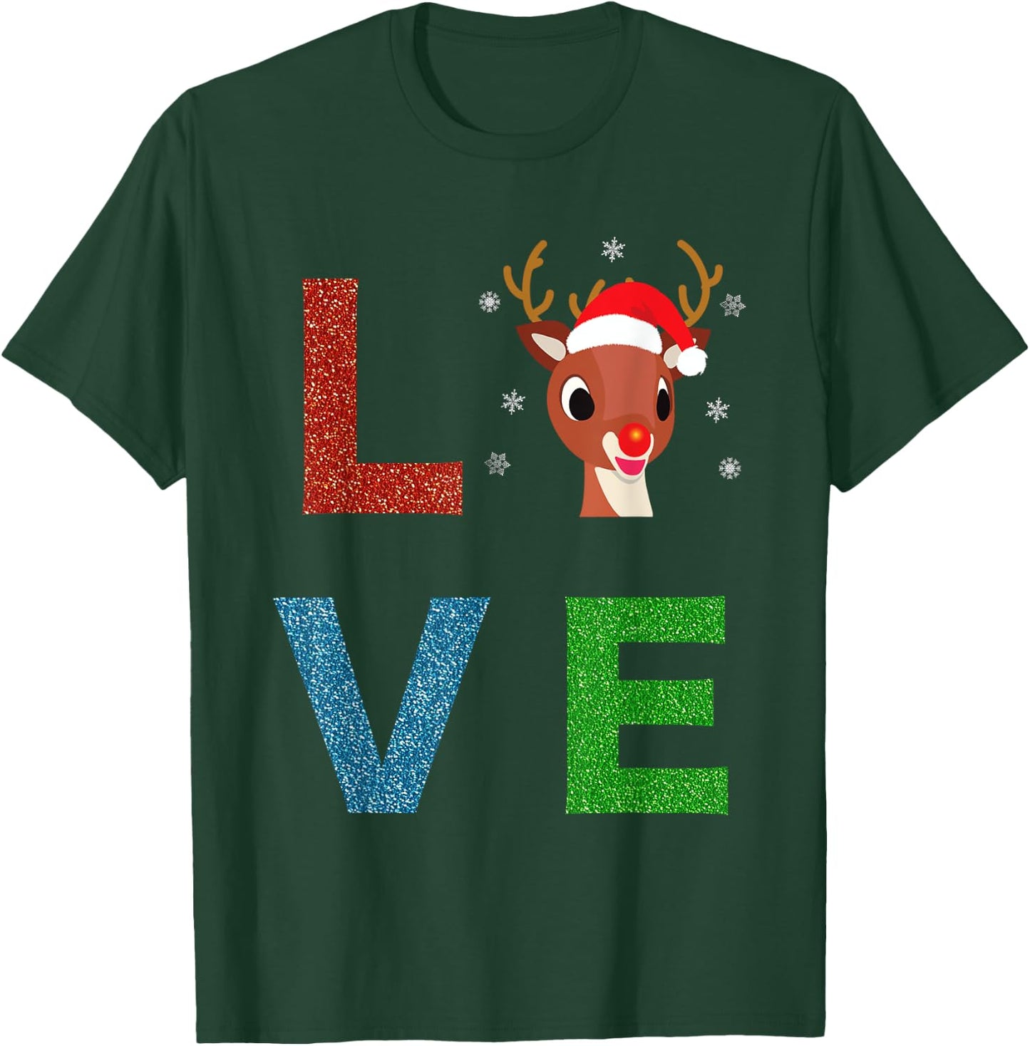 Rudolph Red Nosed Reindeer, Sparkly LOVE Kids T-Shirt - T-Shirt | Forest