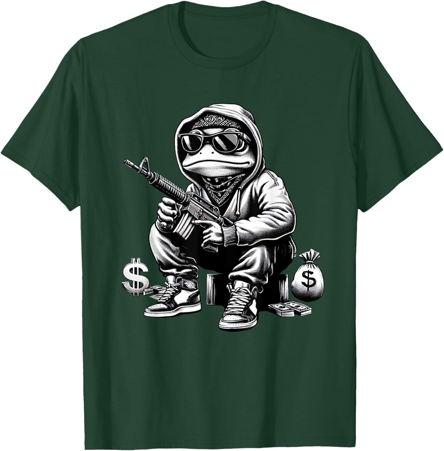 Thug Frog Gangster Frog Funny Frog Lovers Art T-Shirt - T-Shirt | Forest