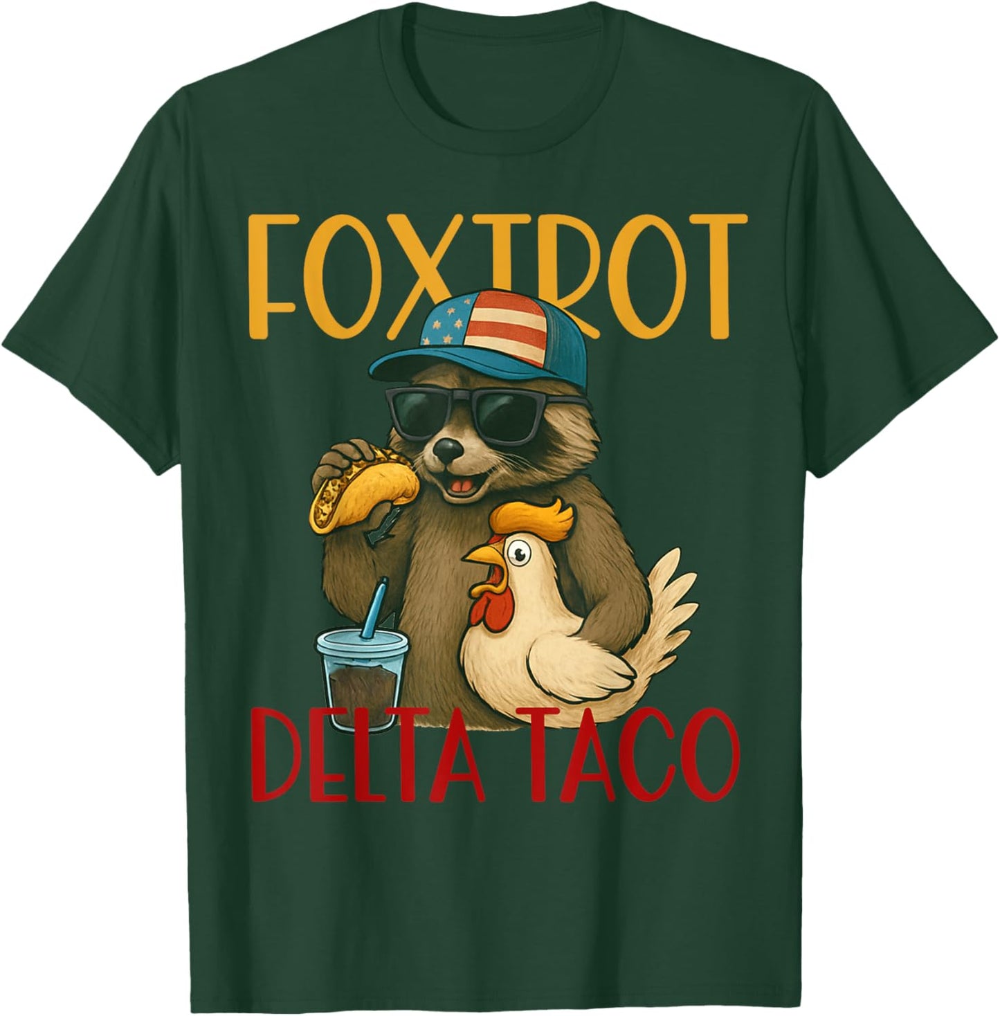 Funny Taco Foxtrot Delta Racoon T-Shirt - T-Shirt | Forest