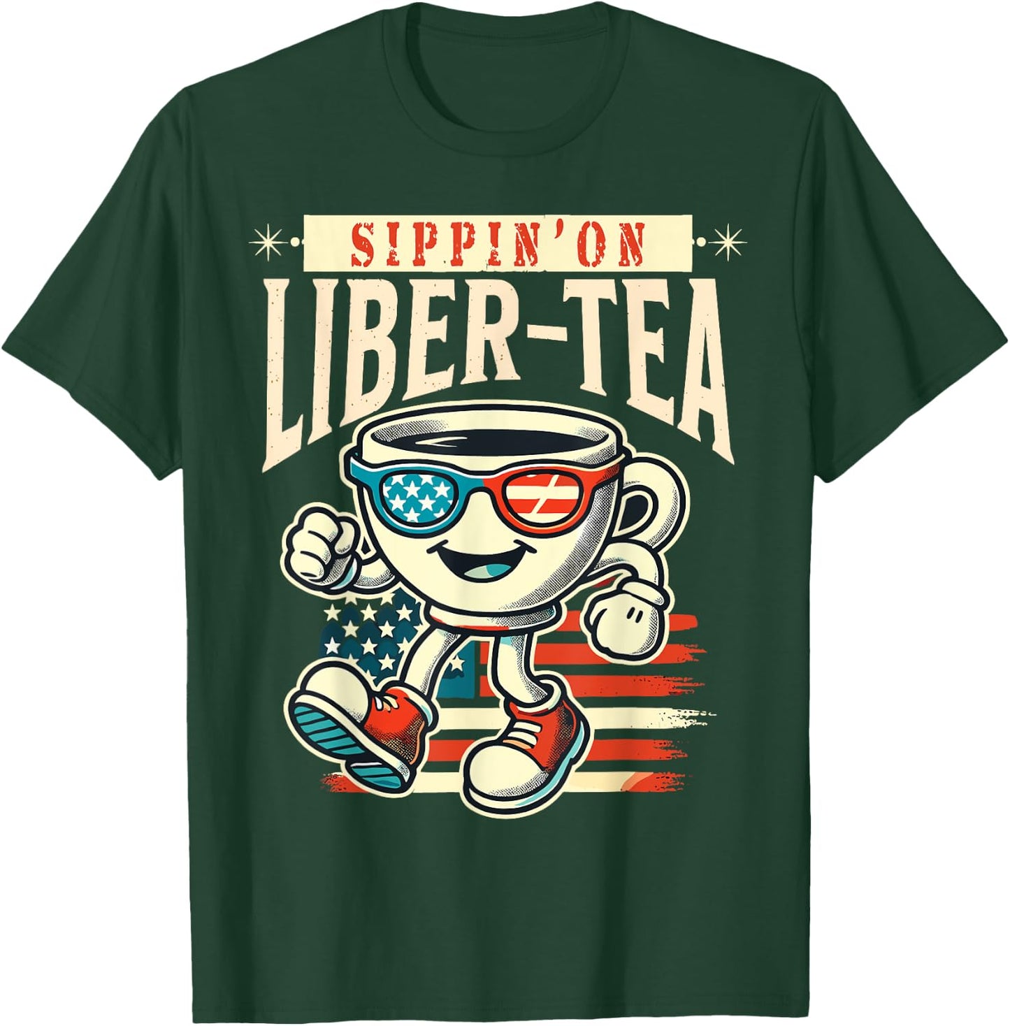 Sippin' On Liber-Tea Retro Vintage Design T-Shirt - T-Shirt | Forest