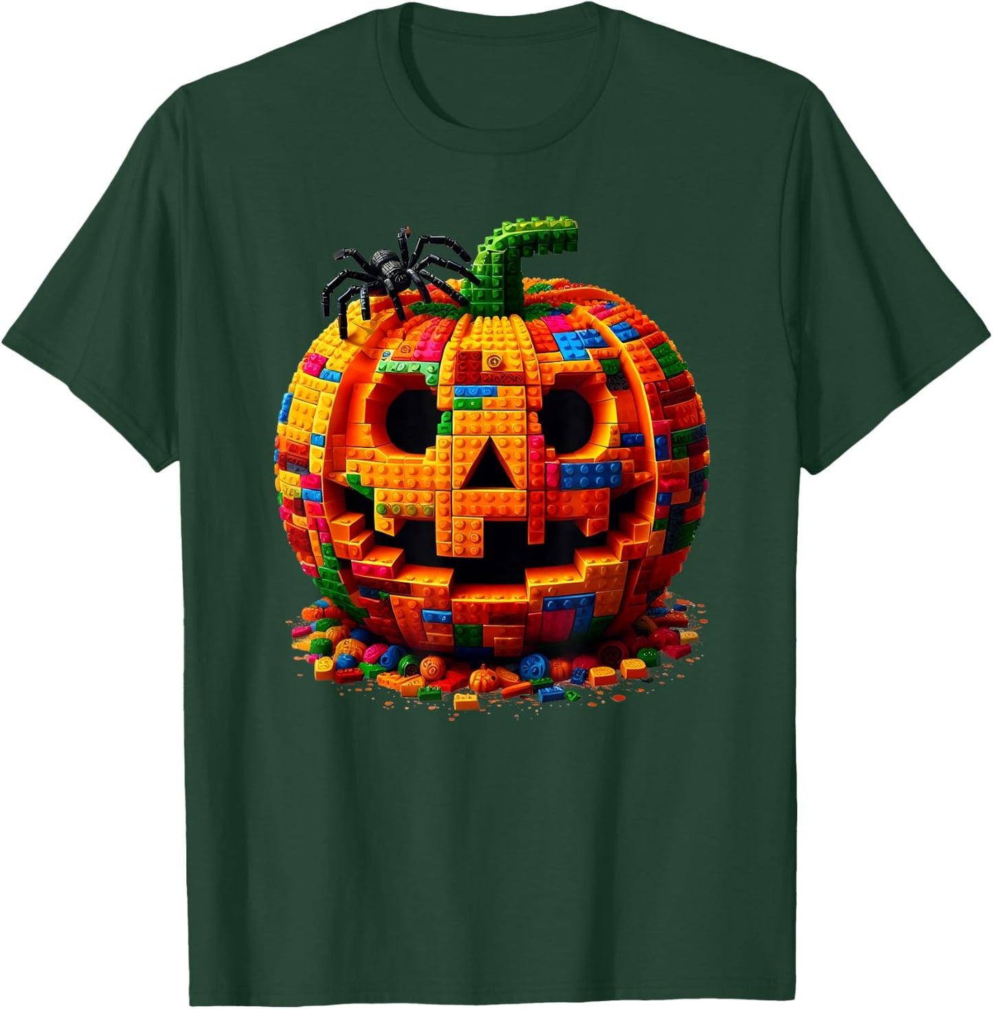 Halloween Master Builder Pumpkin Kids Building Blocks Bricks T-Shirt - T-Shirt | Forest