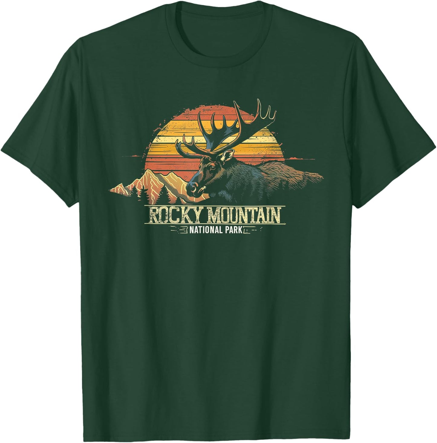 Rocky Mountain US National Park Vintage Men Women Kids Retro T-Shirt - T-Shirt | Forest