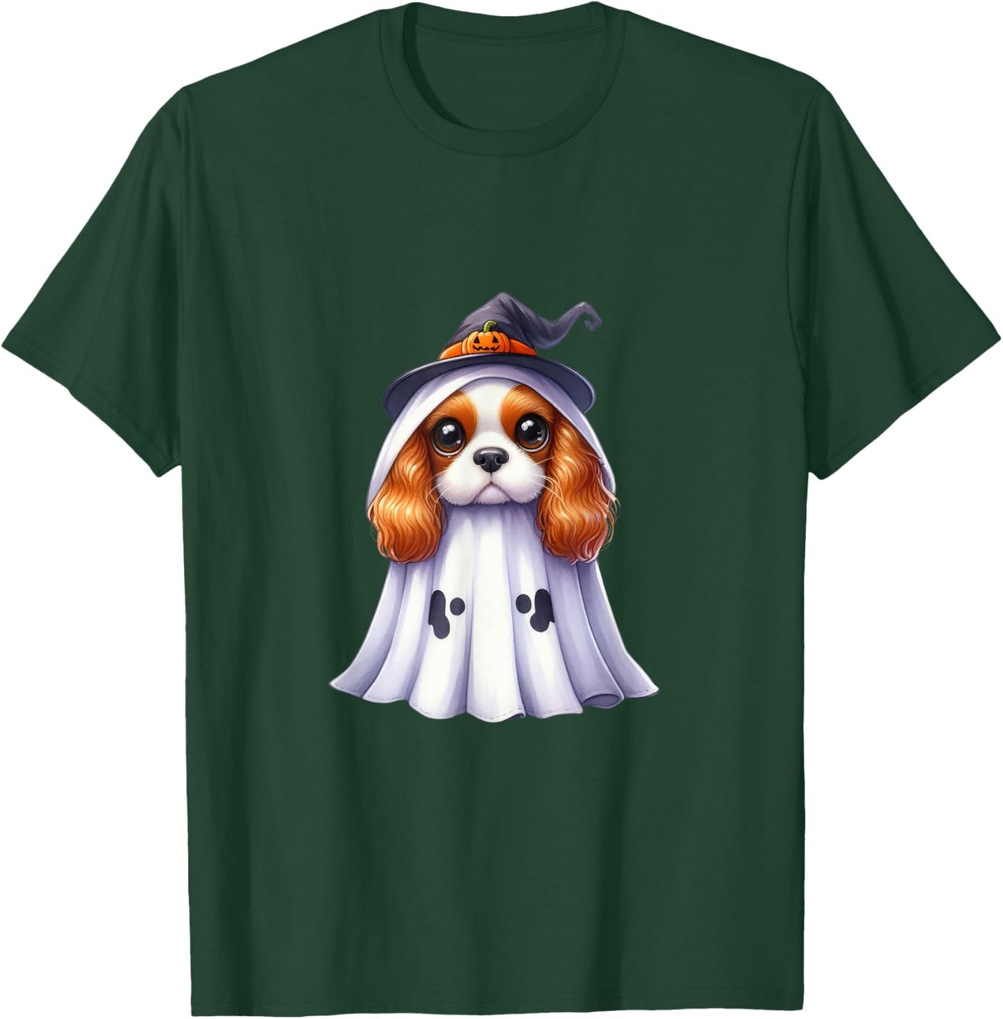 Cute Halloween Cavalier King Charles Spaniel dog as a ghost T-Shirt - T-Shirt | Forest