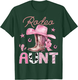 Rodeo Aunt Pink Boots Coquette CowGirl Birthday Party T-Shirt - T-Shirt | Forest