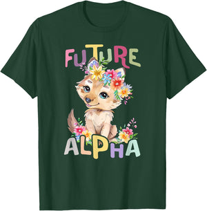Future Alpha Wolf with Flowers Cute Wolves Animal Moon T-Shirt - T-Shirt | Forest