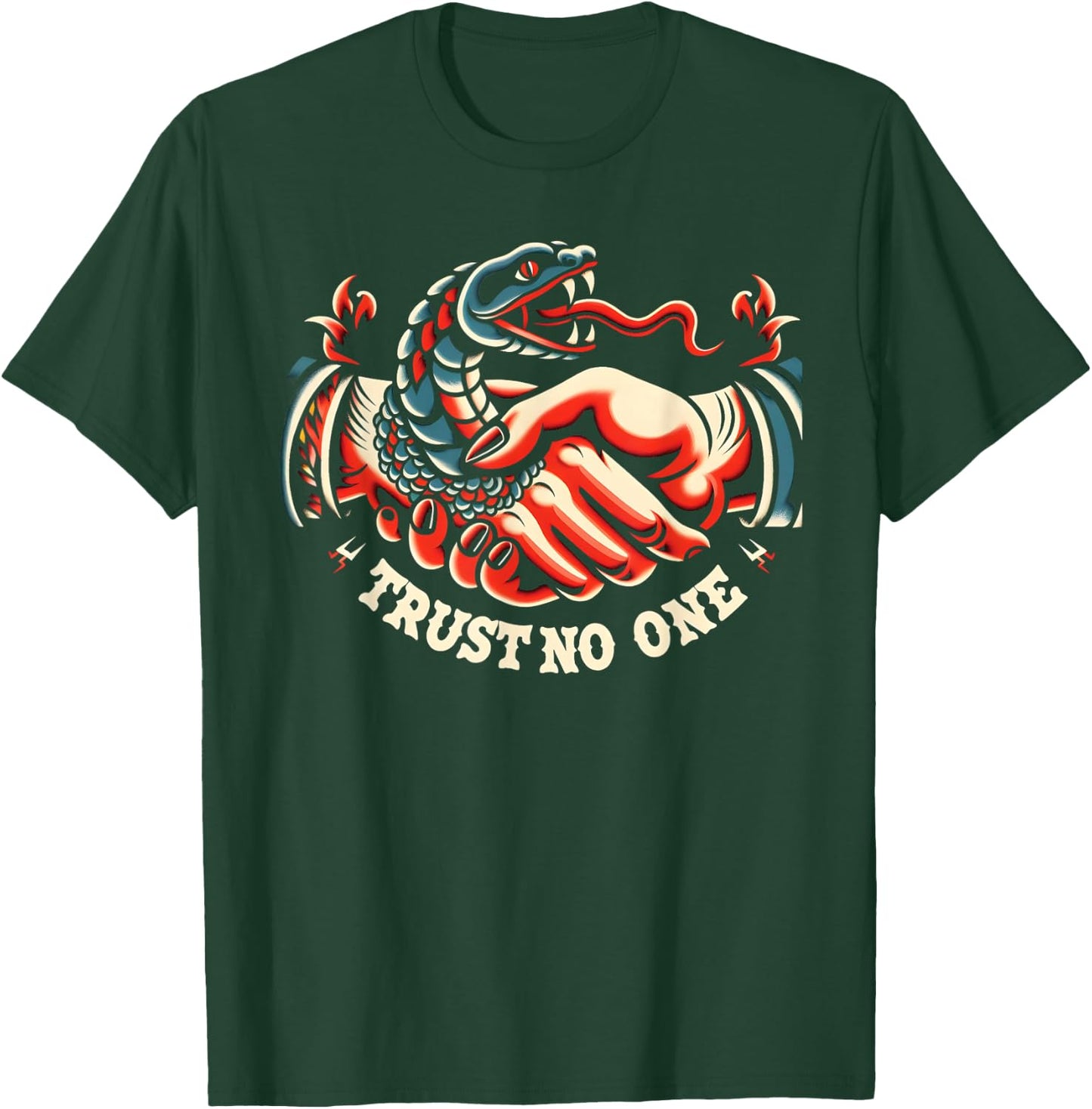 Trust No One Snake Traditional Tattoo Artist Inked T-Shirt - T-Shirt | Forest