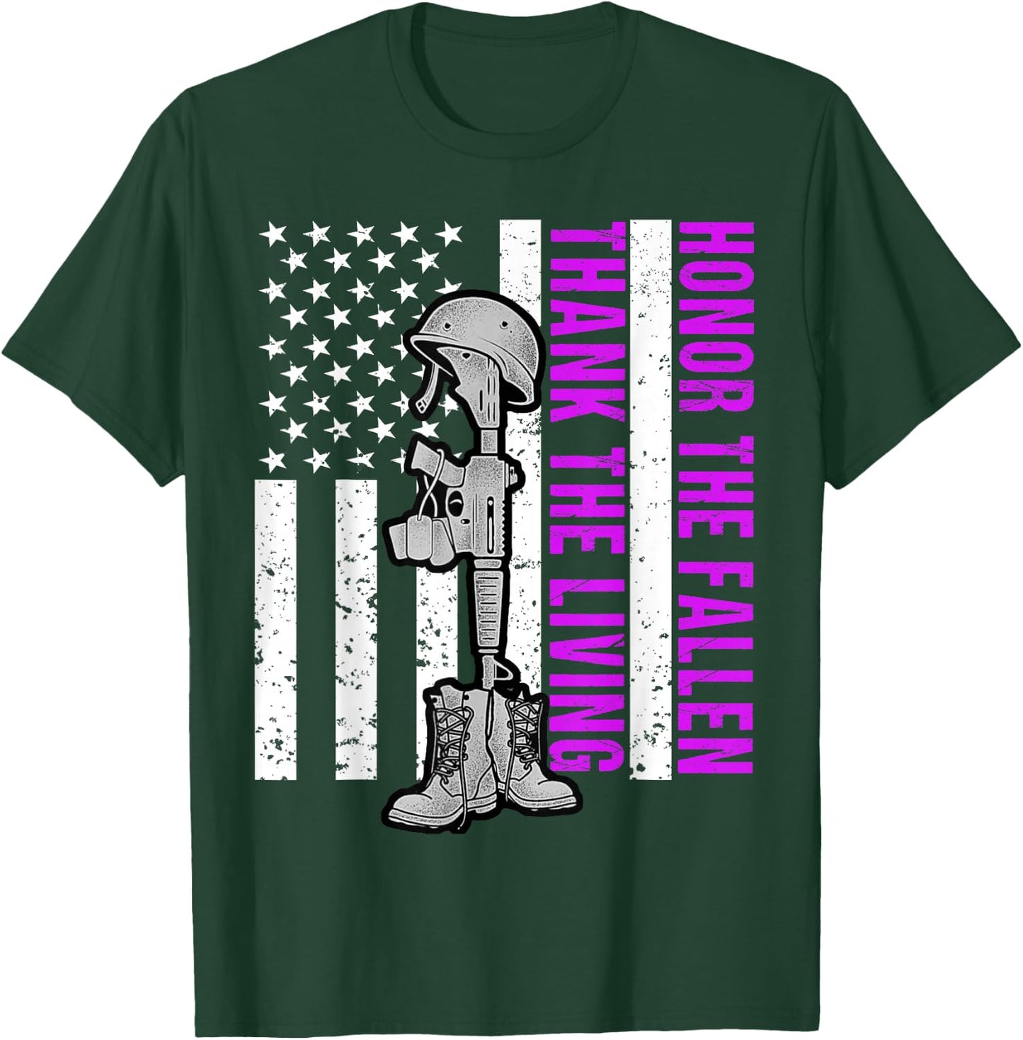 Purple Heart Day Military Honor The Fallen Thank The Living T-Shirt - T-Shirt | Forest