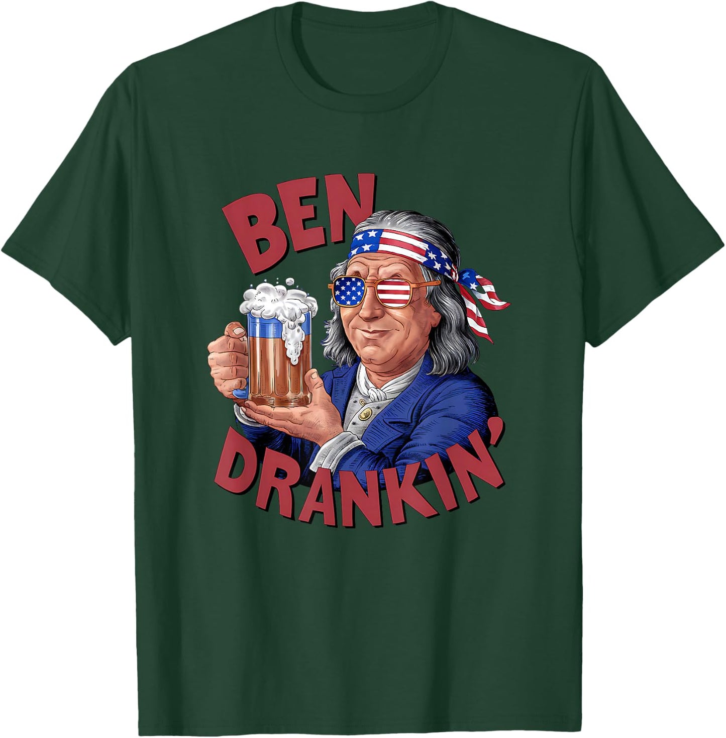 USA Independence Day Patriotic 2024 Election Funny 4th of July US President Party Franklin Ben Drankin , Small, Blue T-Shirt - T-Shirt | Forest