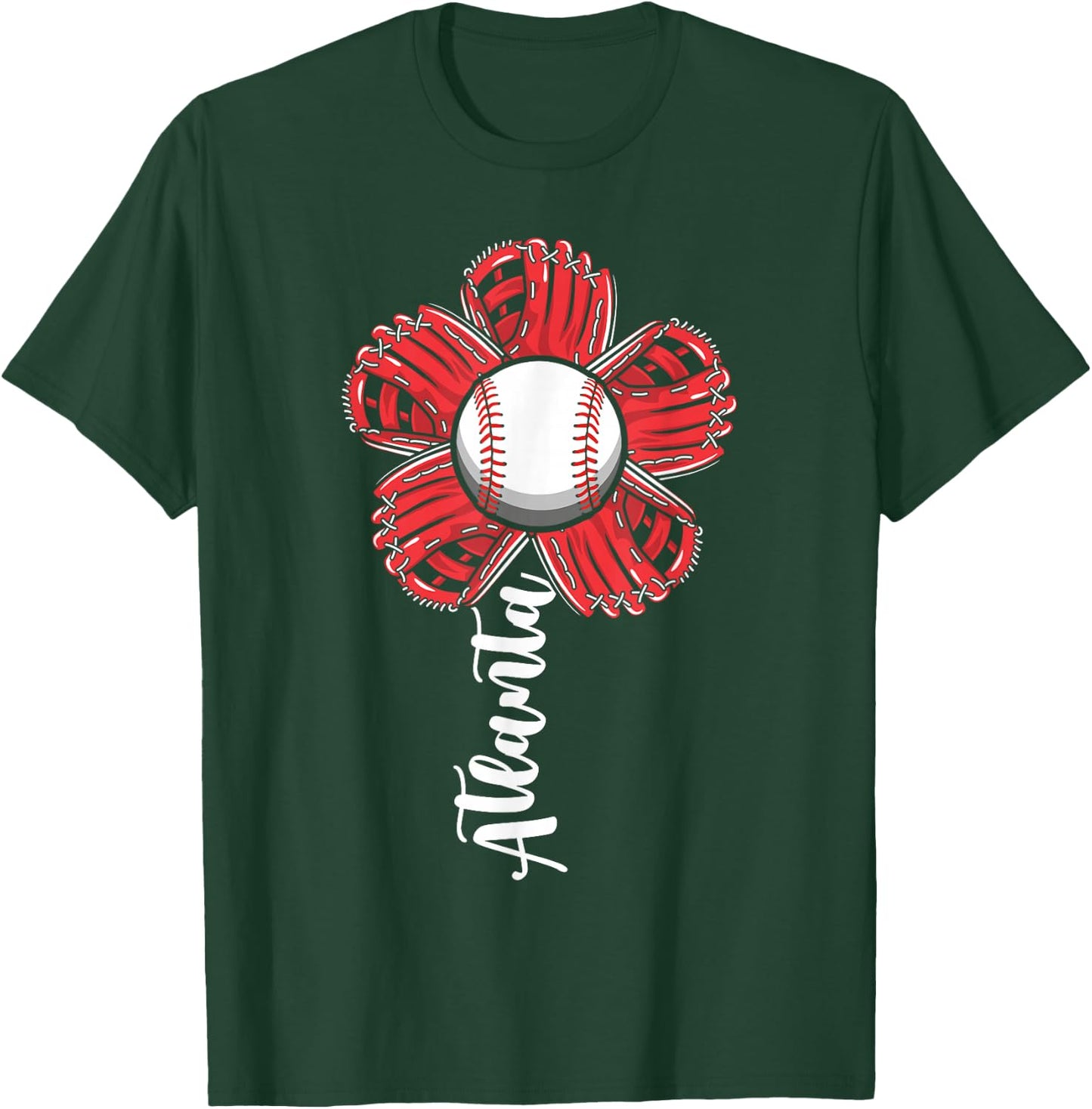 Cute Flower Atlanta Retro Baseball Lover Game Day T-Shirt - T-Shirt | Forest