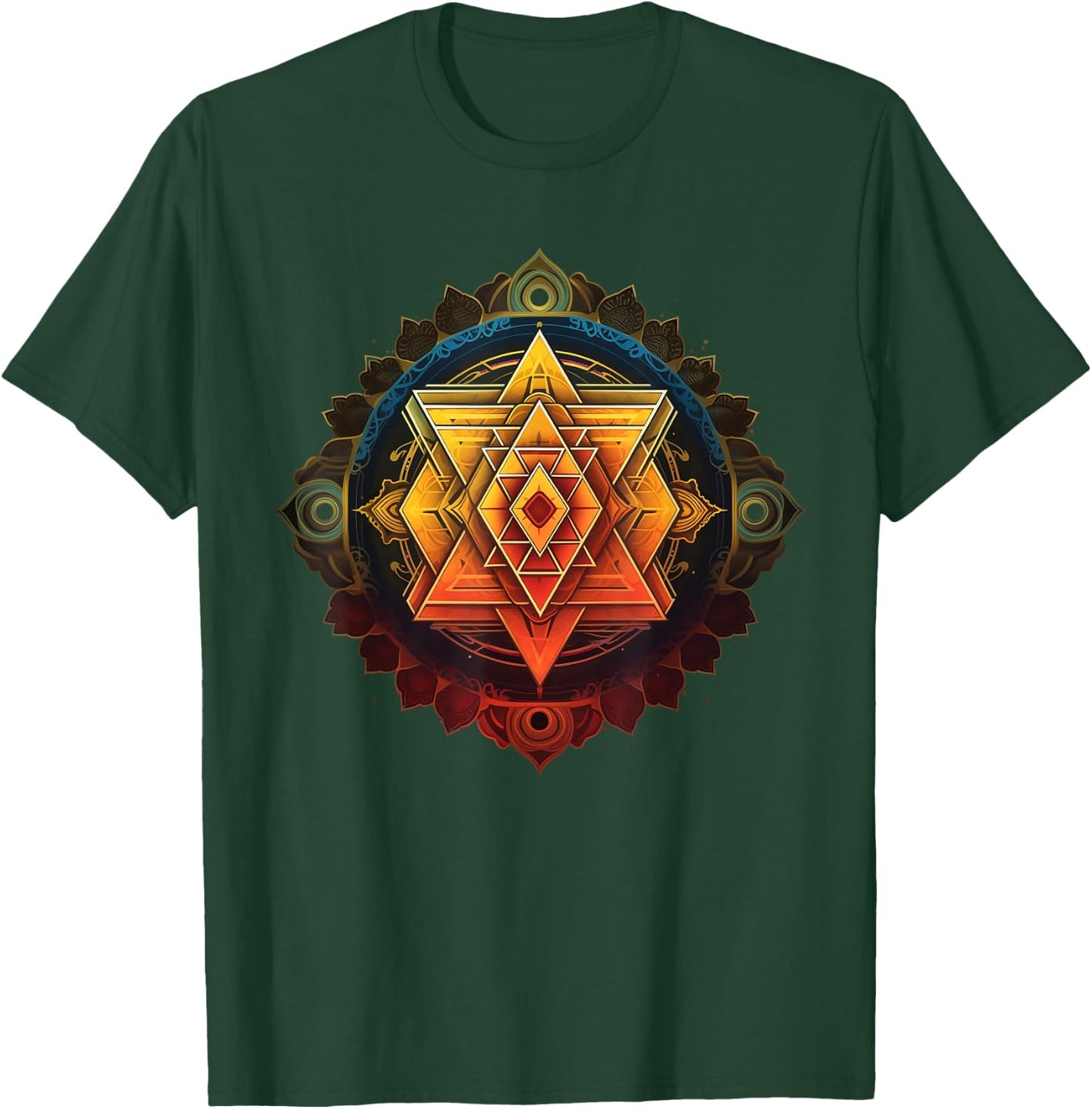 Sri Yantra Sacred Geometry Spiritual Healing T-Shirt - T-Shirt | Forest