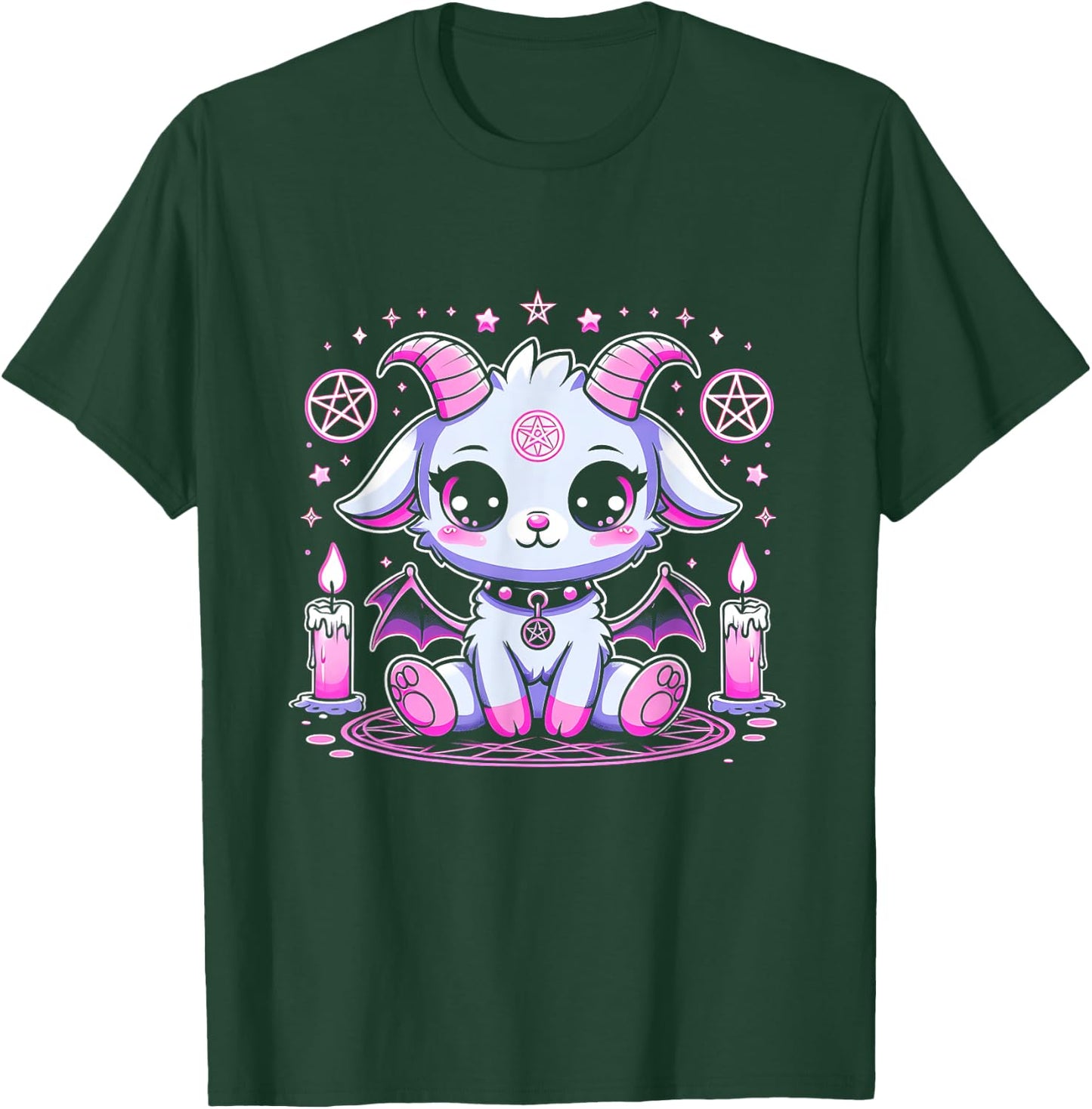 Kawaii Pastel Goth Cute Creepy Pentacle Baphomet Halloween T-Shirt - T-Shirt | Forest