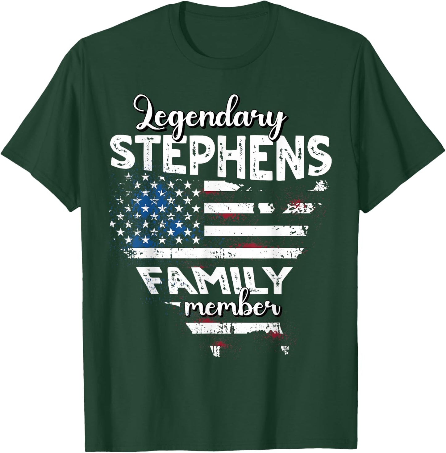 Surname Stephens US Flag Stephens Last Name Stephens T-Shirt - T-Shirt | Forest