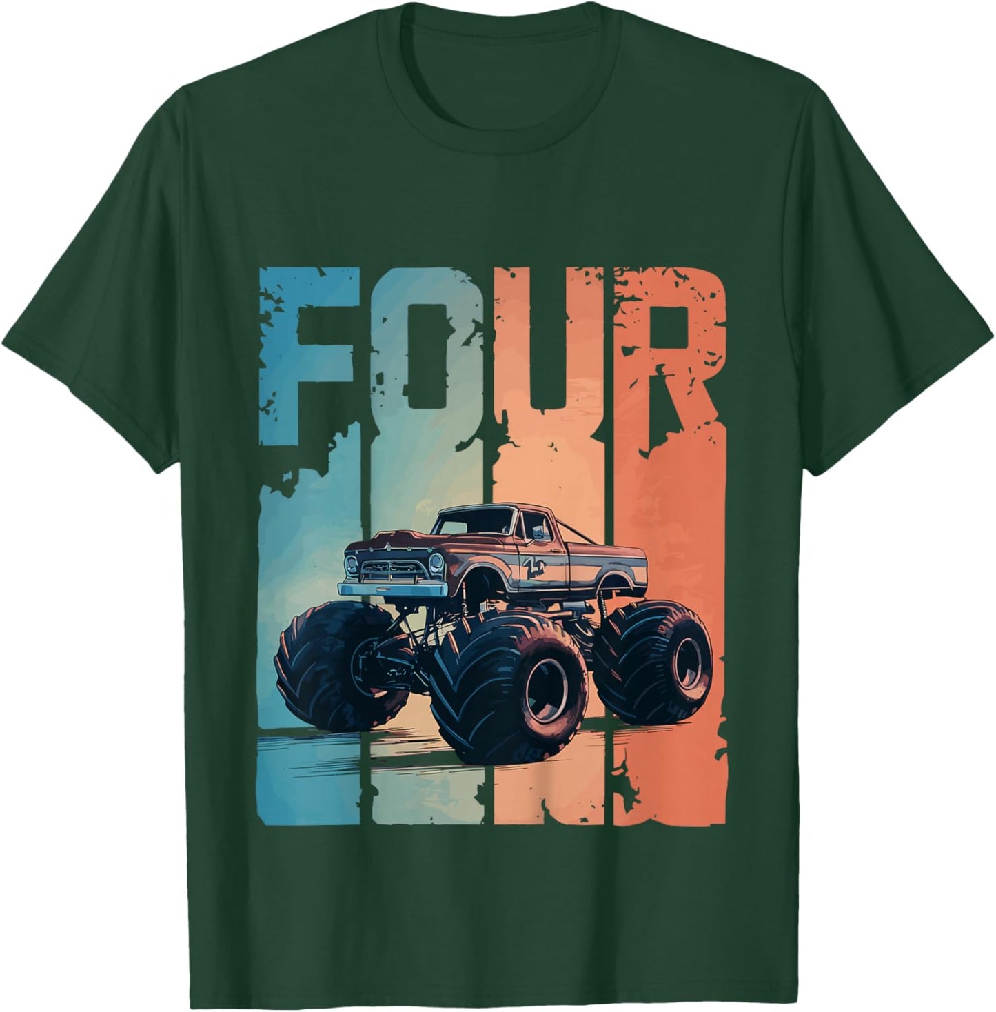 Monster Truck 4th Birthday T-Shirt - T-Shirt | Forest