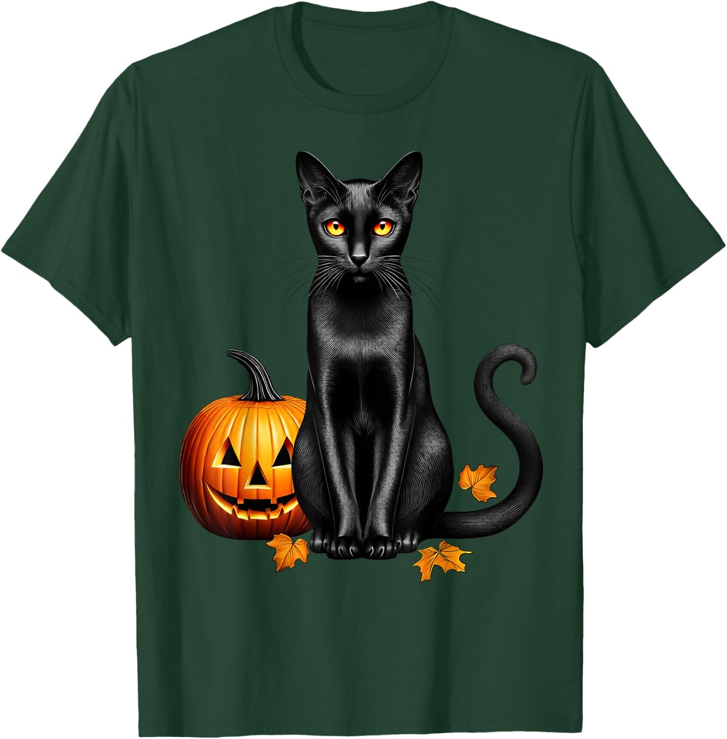 Retro Black Cat Pumpkin Halloween Cat Lovers Costume Fall Men Women Kids T-Shirt - T-Shirt | Forest