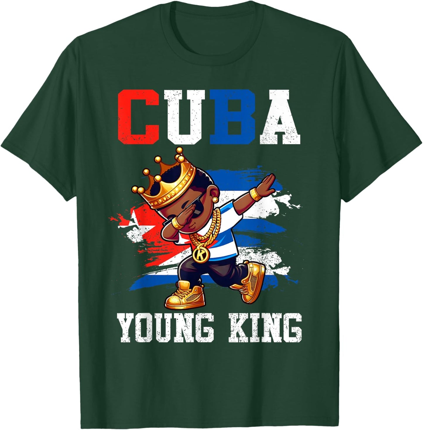 Cuba Young King Cuban Boy African Proud Cuban Flag T-Shirt - T-Shirt | Forest