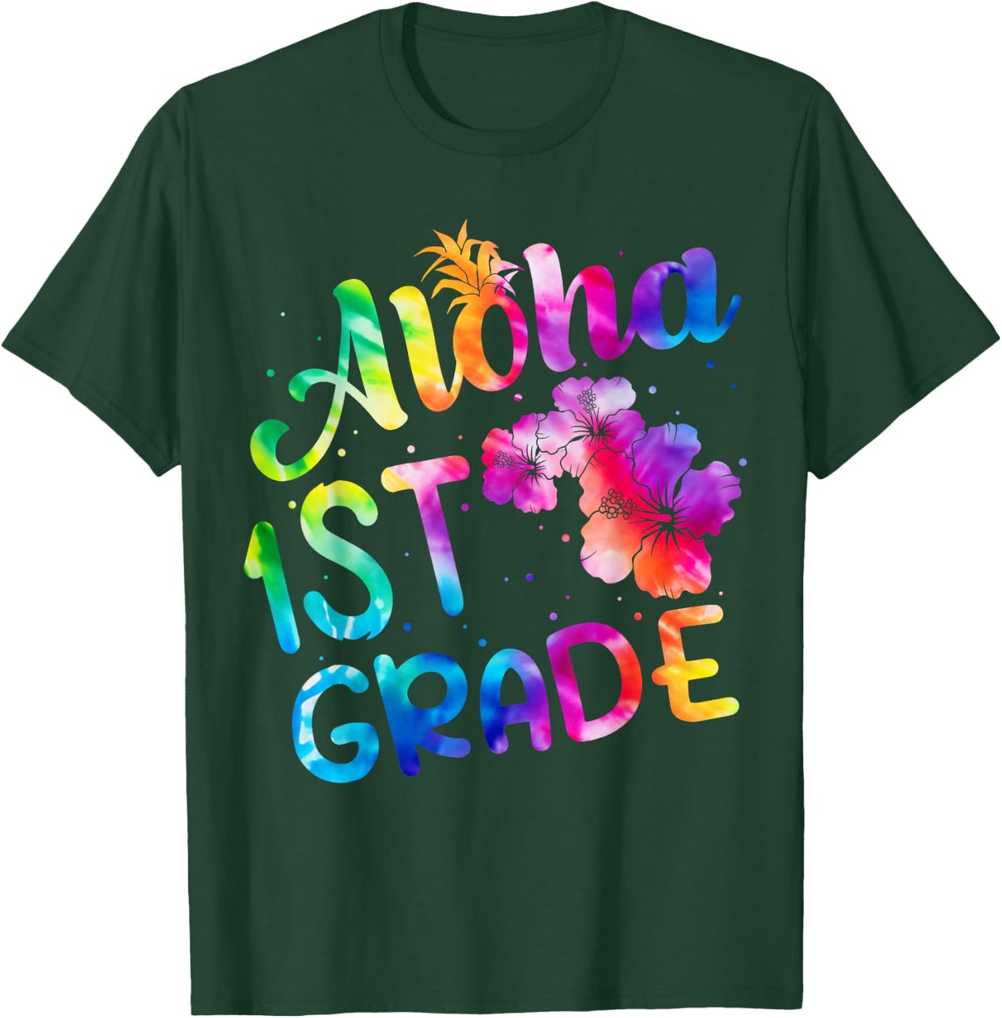 Tie Dye Aloha 1st Grade Teacher Kids Back To School T-Shirt - T-Shirt | Forest