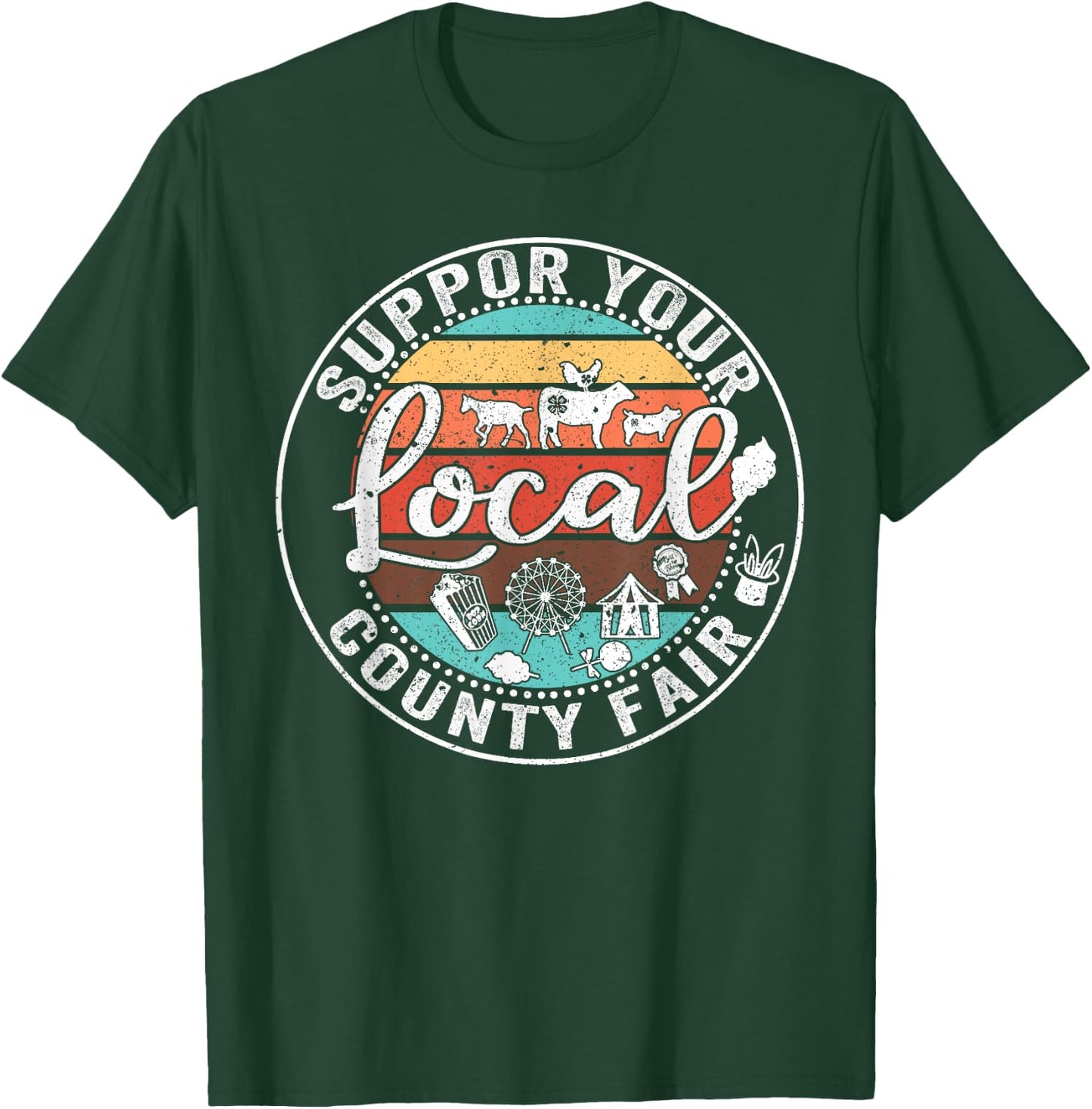 Support Your Local County Fair Farmer Country Farm Life , Small, Black T-Shirt - T-Shirt | Forest