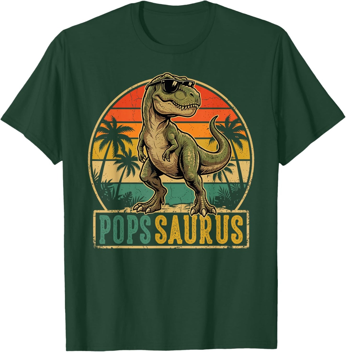 POPS Saurus Vintage T-Rex Dinosaur Fathers Day T-Shirt - T-Shirt | Forest