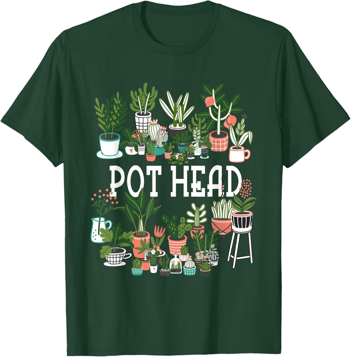 Funny Pot Plant Head Gardening Gardener Graphic Women Men T-Shirt - T-Shirt | Forest