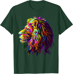 Colorful Lion Head Design Pop Art Style T-Shirt - T-Shirt | Forest