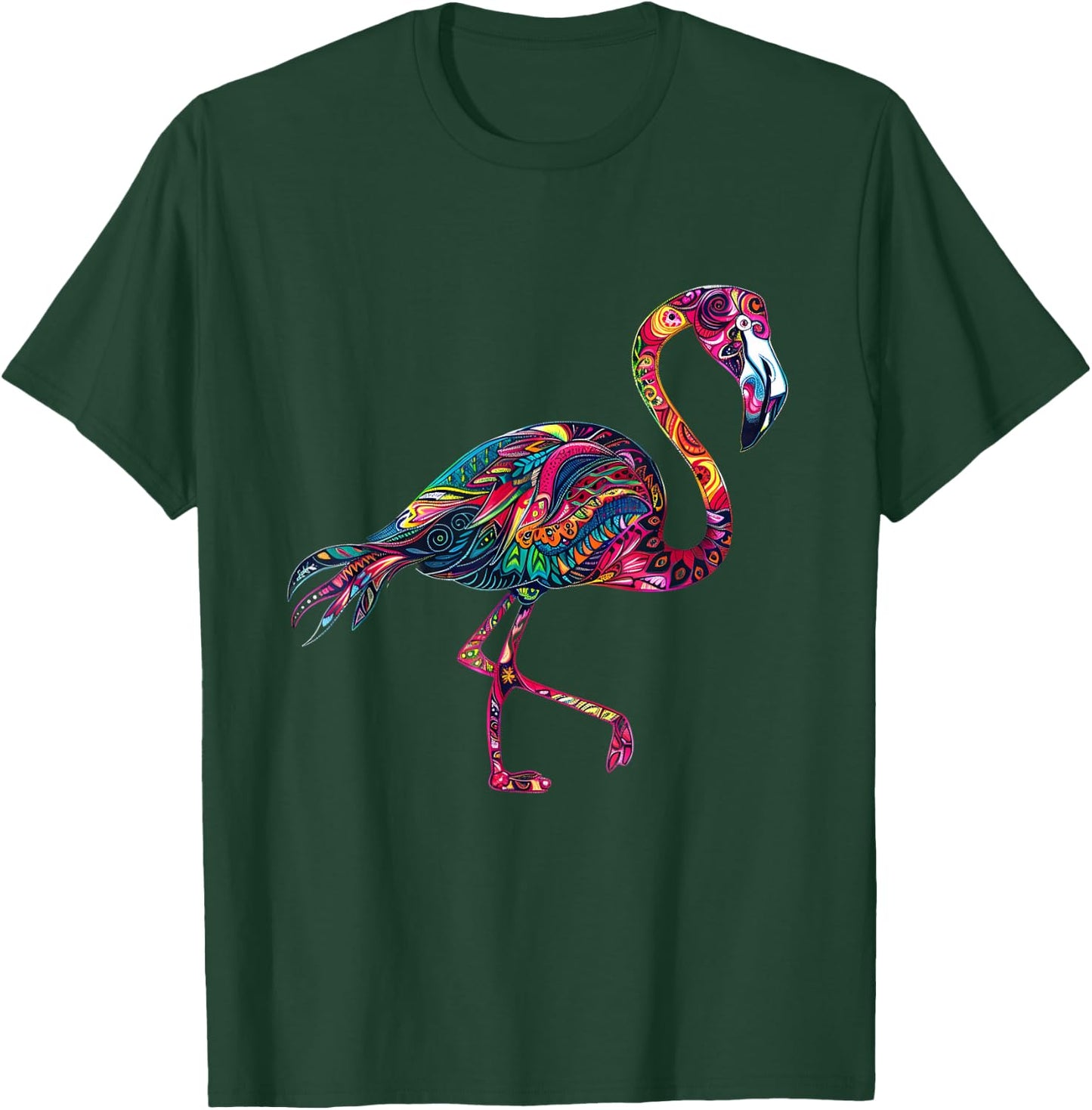 Pink Flamingo Bird Animal Print Colourful Motif Artwork T-Shirt - T-Shirt | Forest