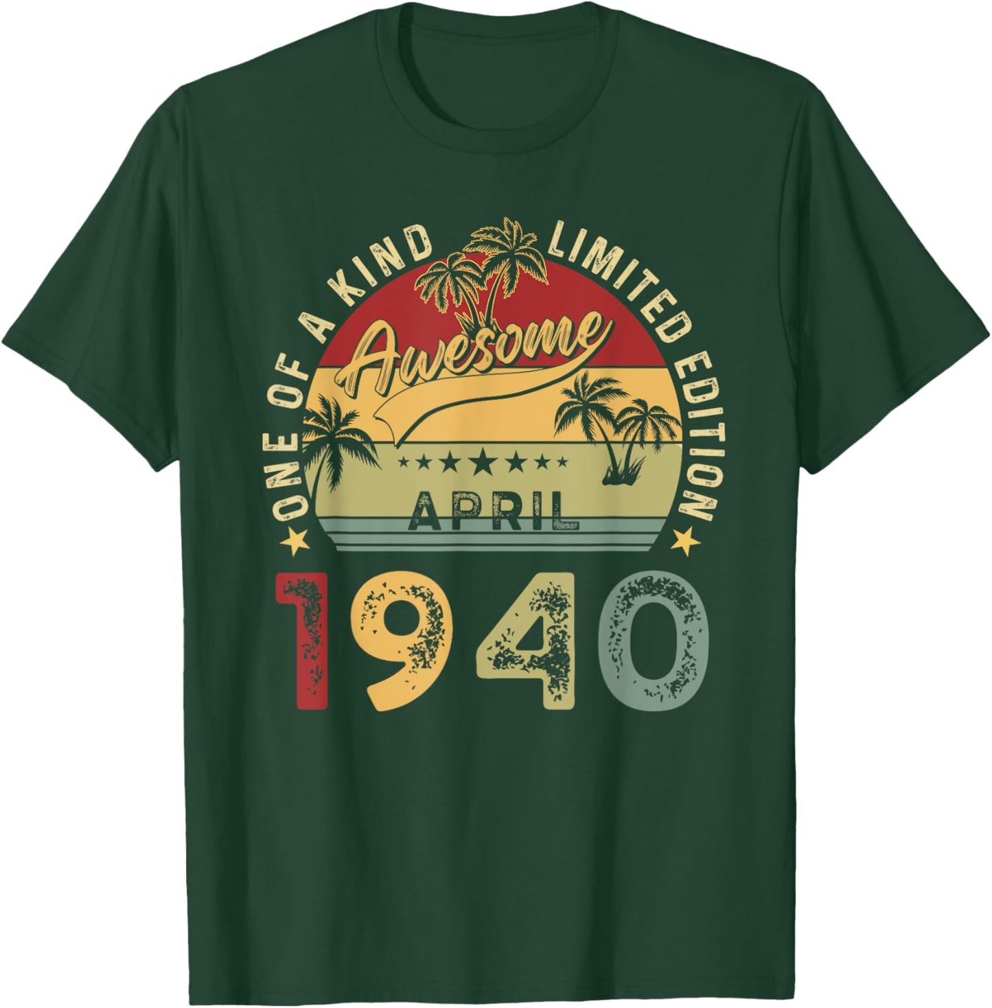 Awesome Since April 1940 Vintage Birthday Gift Men Women T-Shirt - T-Shirt | Forest