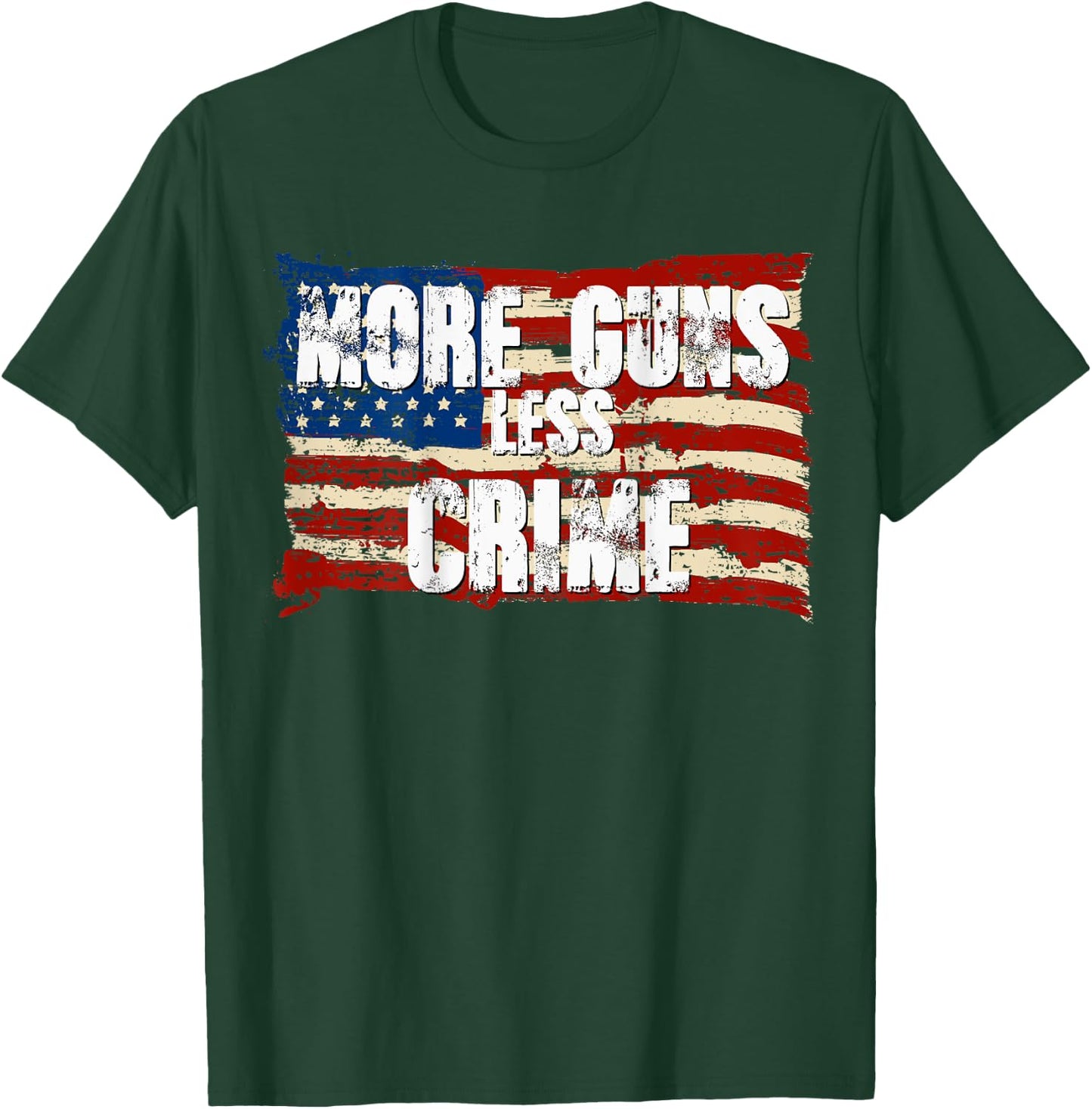 More Guns Less Crime Shirt Pro Gun USA American Flag Patriot Men T-Shirt - T-Shirt | Forest