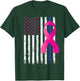 Breast Cancer Awareness Ribbon Thin Blue Line Police Flag T-Shirt - T-Shirt | Forest