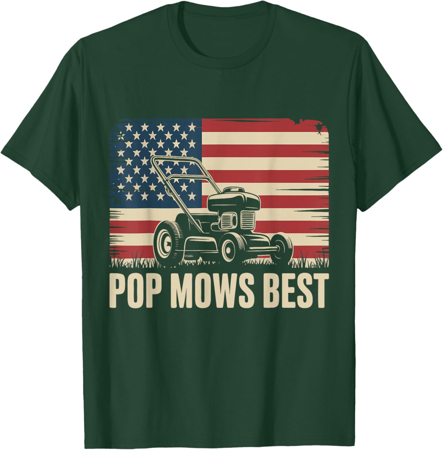 Pop Mows Best Lawn Care Dad Mowing Gardener Father's Day T-Shirt - T-Shirt | Forest