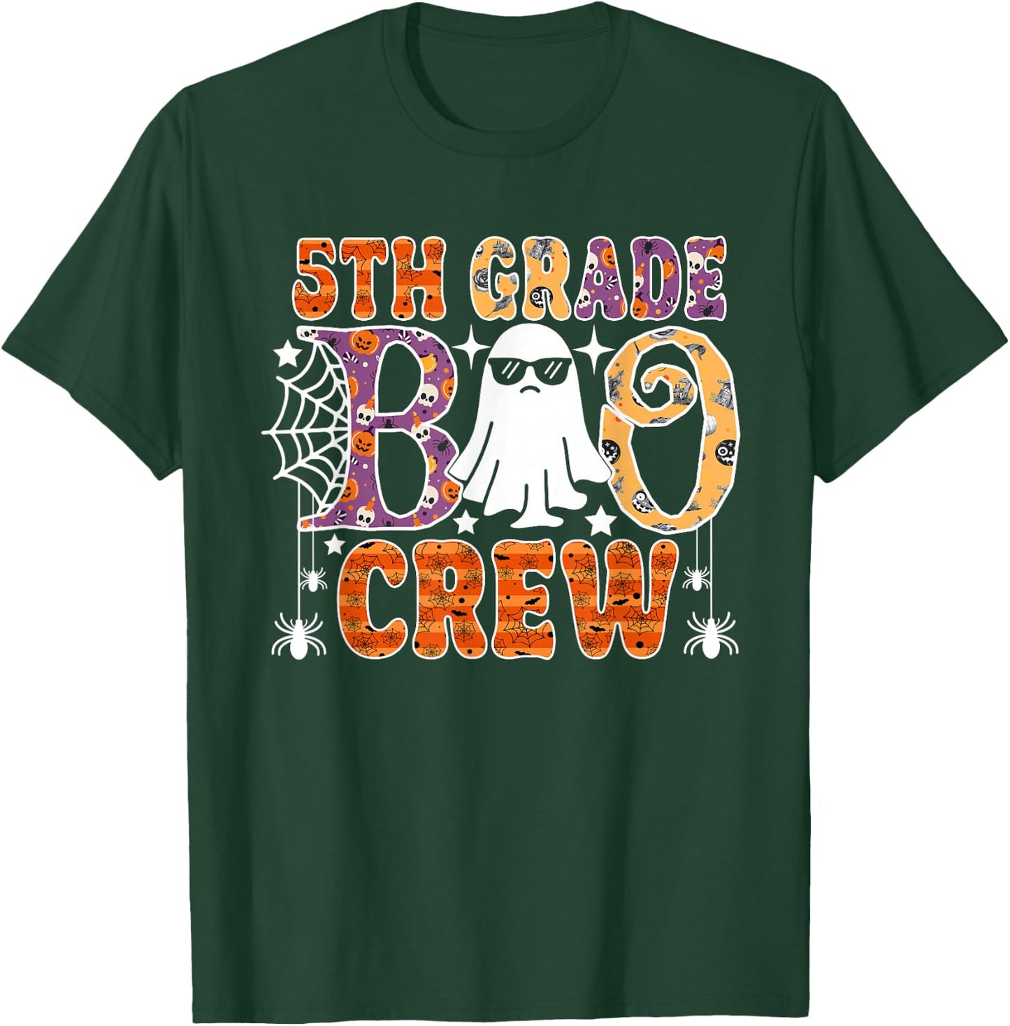 5th Grade Boo Crew Funny Halloween Teachers Students T-Shirt - T-Shirt | Forest