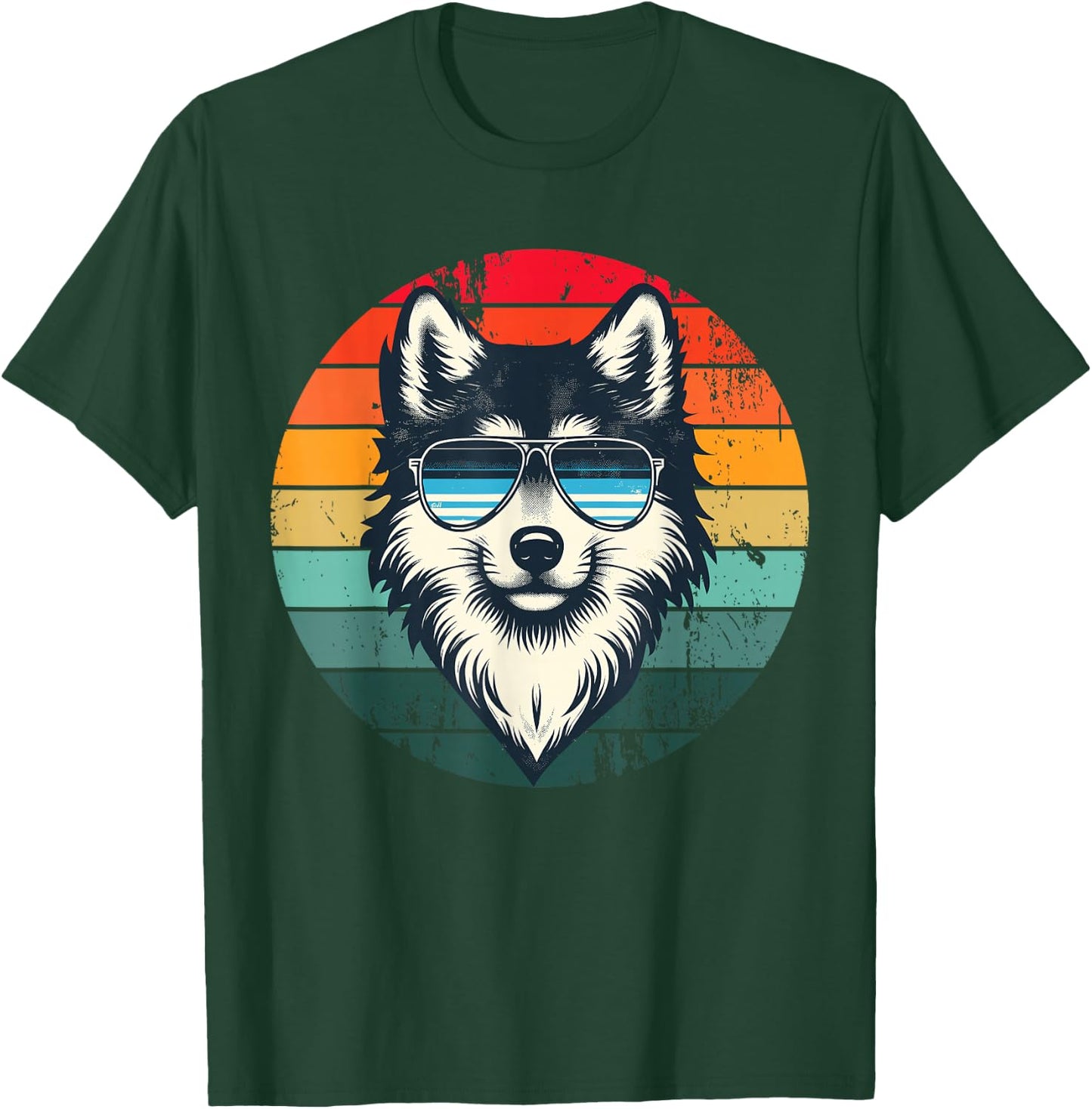 Cool Retro Wolf in Sunglasses 70s 80s 90s Novelty Funny Wolf T-Shirt - T-Shirt | Forest