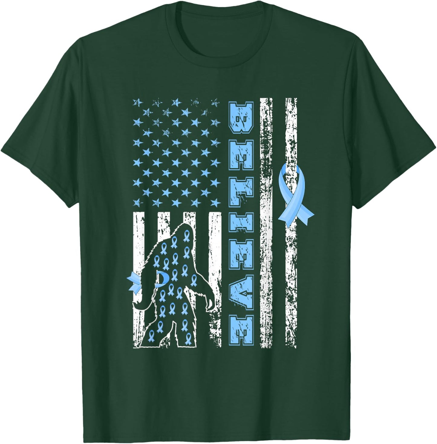 Believe Bigfoot Prostate Cancer Awareness US Flag T-Shirt - T-Shirt | Forest