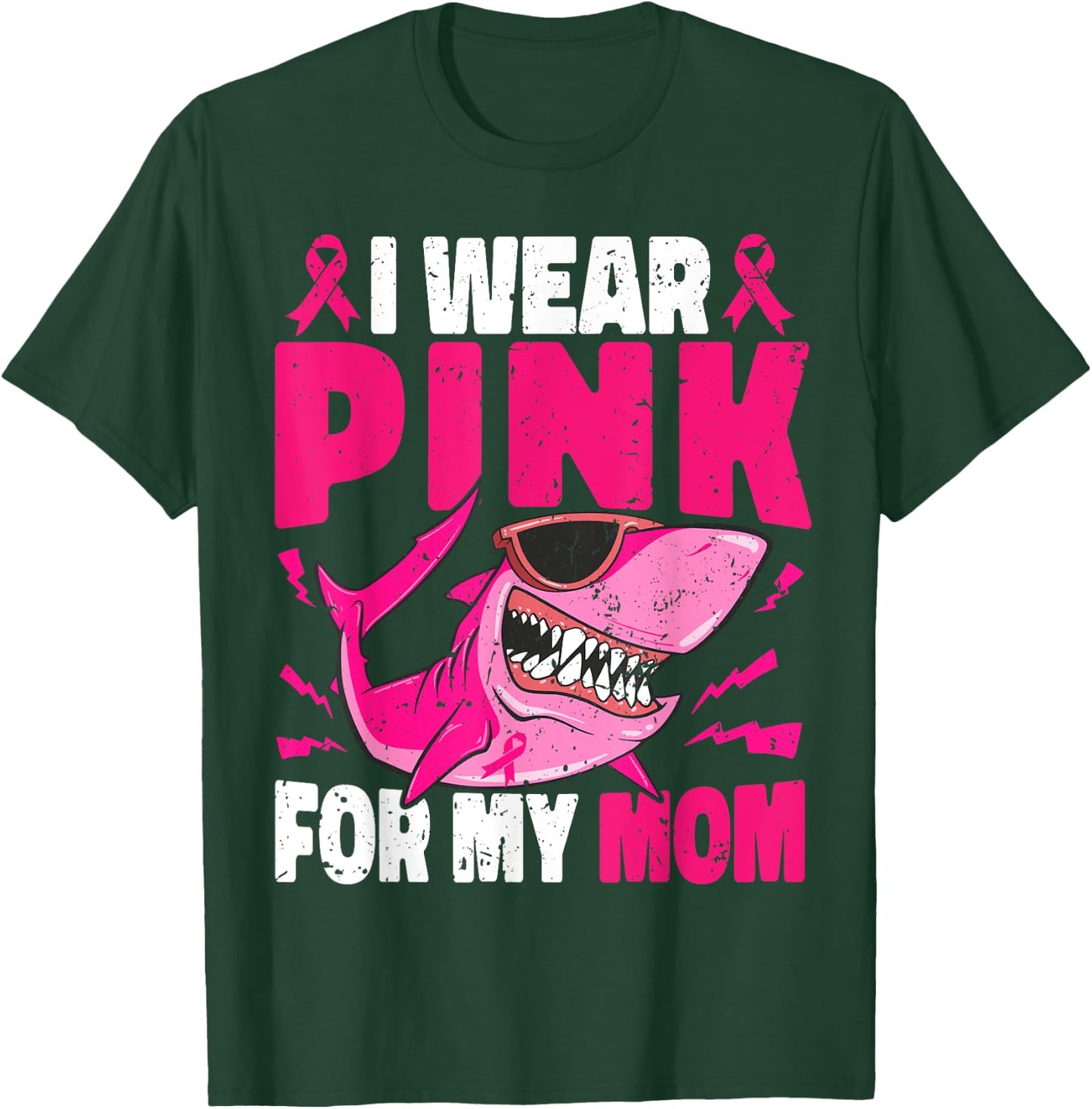 Shark I Wear Pink For My Mom Breast Cancer Awareness Boys T-Shirt - T-Shirt | Forest
