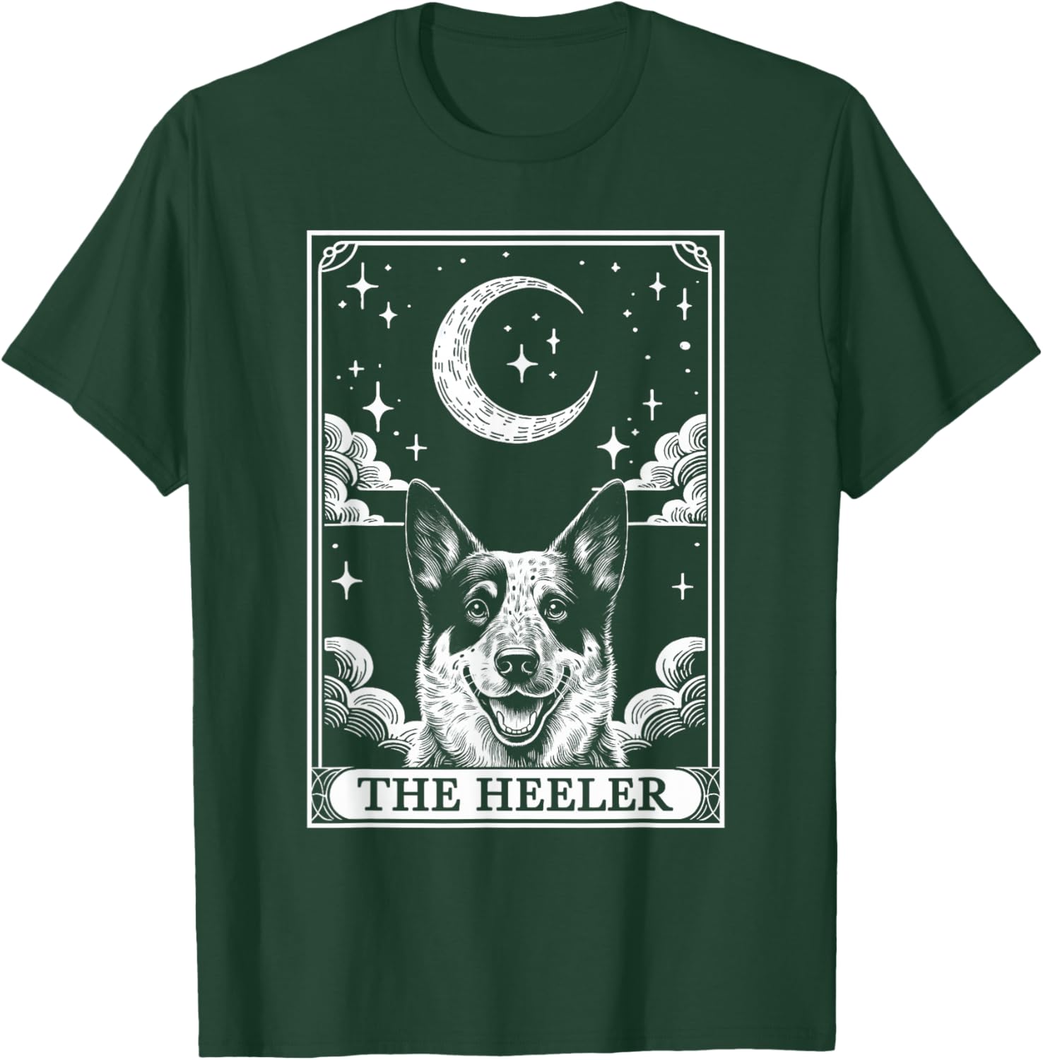 Tarot Card Vintage Crescent Moon Australian Cattle Dog Mom T-Shirt - T-Shirt | Forest