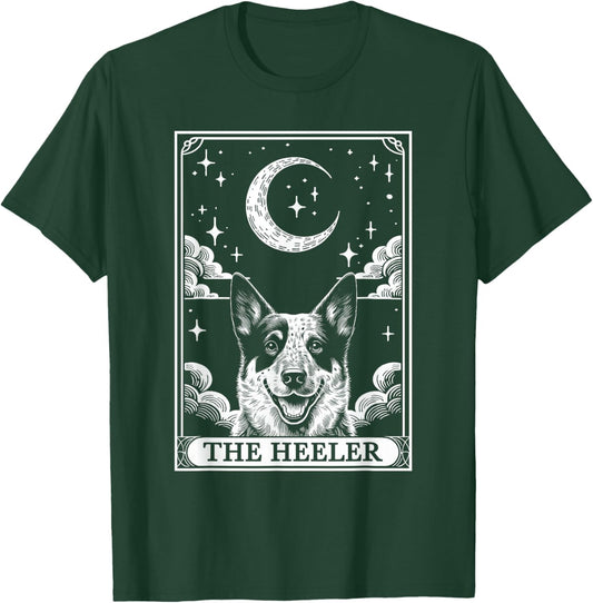 Tarot Card Vintage Crescent Moon Australian Cattle Dog Mom T-Shirt - T-Shirt | Forest