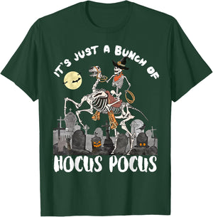 Halloween It's Just A Bunch Of Hocus Pocus Skeleton Horseman T-Shirt - T-Shirt | Forest