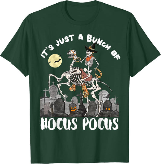 Halloween It's Just A Bunch Of Hocus Pocus Skeleton Horseman T-Shirt - T-Shirt | Forest