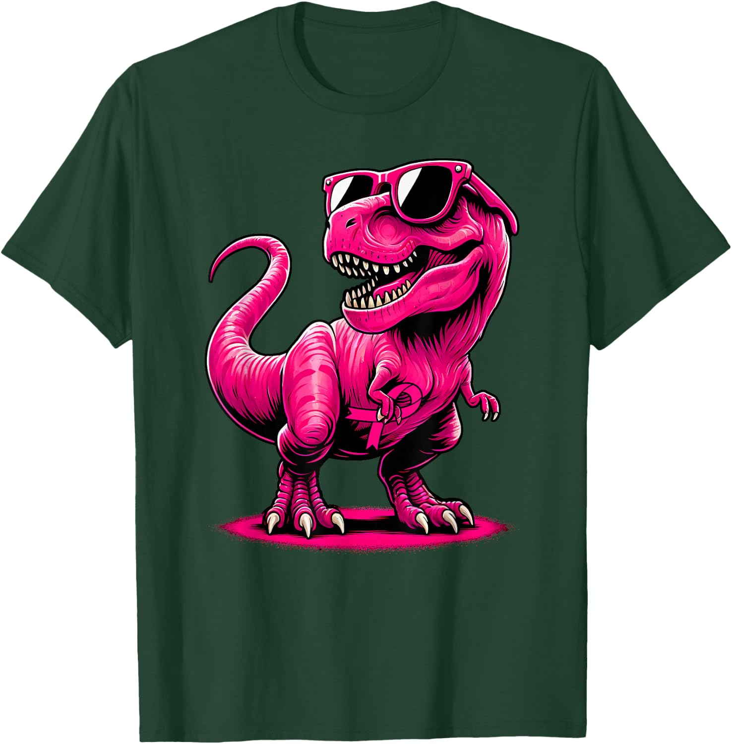 October Pink Dinosaur Breast Cancer Pink Ribbon Boy Girl Kid T-Shirt - T-Shirt | Forest