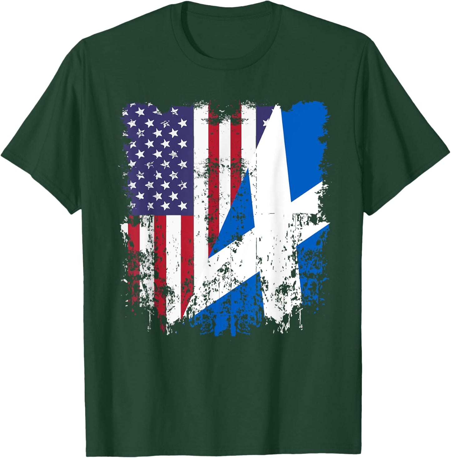Scottish Roots Half American Flag Scotland Flag Girls Kids Men T-Shirt - T-Shirt | Forest