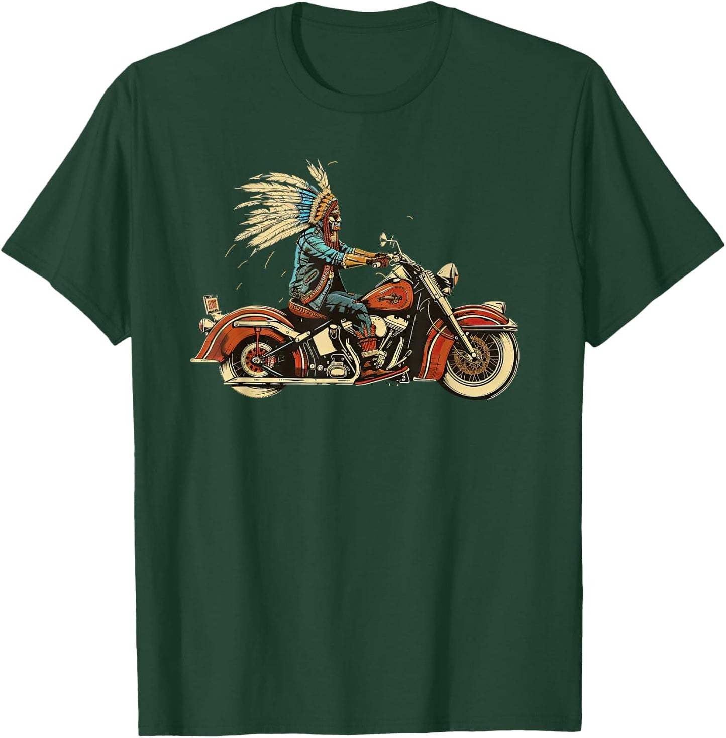 Native American Motorcycle Indian Bikers old classic bikes T-Shirt - T-Shirt | Forest