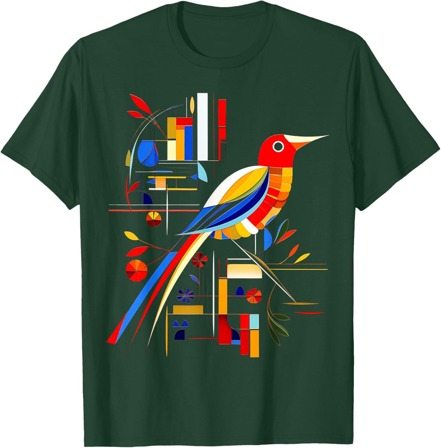 Bird Geometric Animal Zoo Colorful Art Bird T-Shirt - T-Shirt | Forest