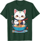 Cat Savoring Ramen Funny Pet Animals and Food Lover Design T-Shirt - T-Shirt | Forest
