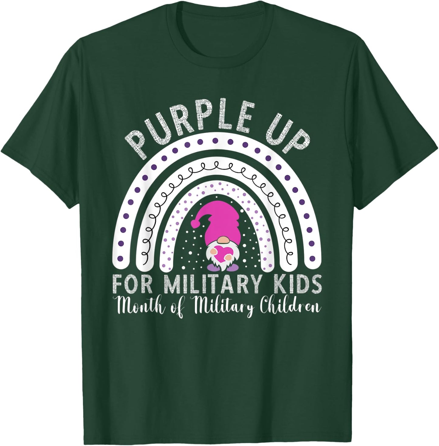 Purple Up Military Kids Month Of The Military Child Gnome T-Shirt - T-Shirt | Forest