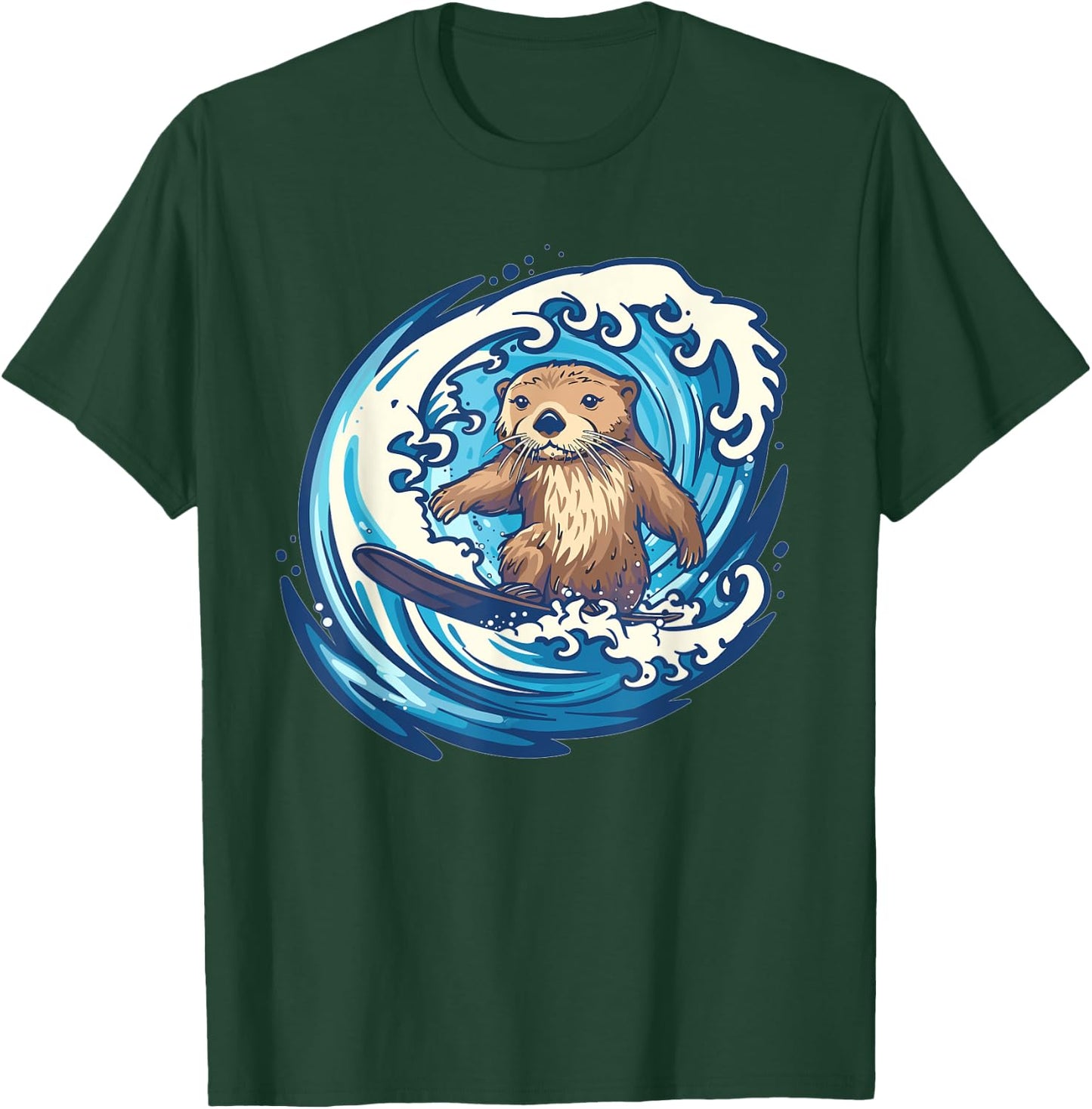 Cute Surfing Sea Otter T-Shirt - T-Shirt | Forest