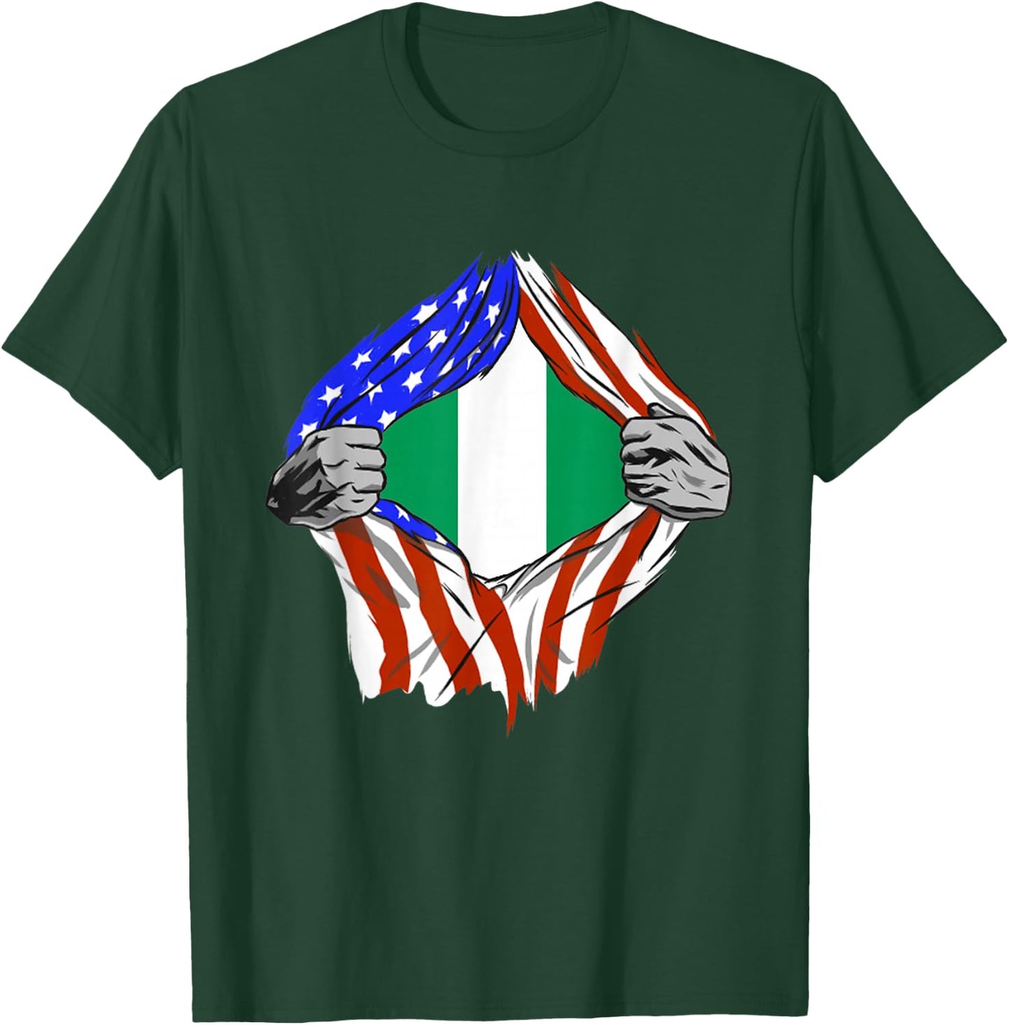 Nigeria America USA Flag Chest Nigerian Roots African Pride T-Shirt - T-Shirt | Forest