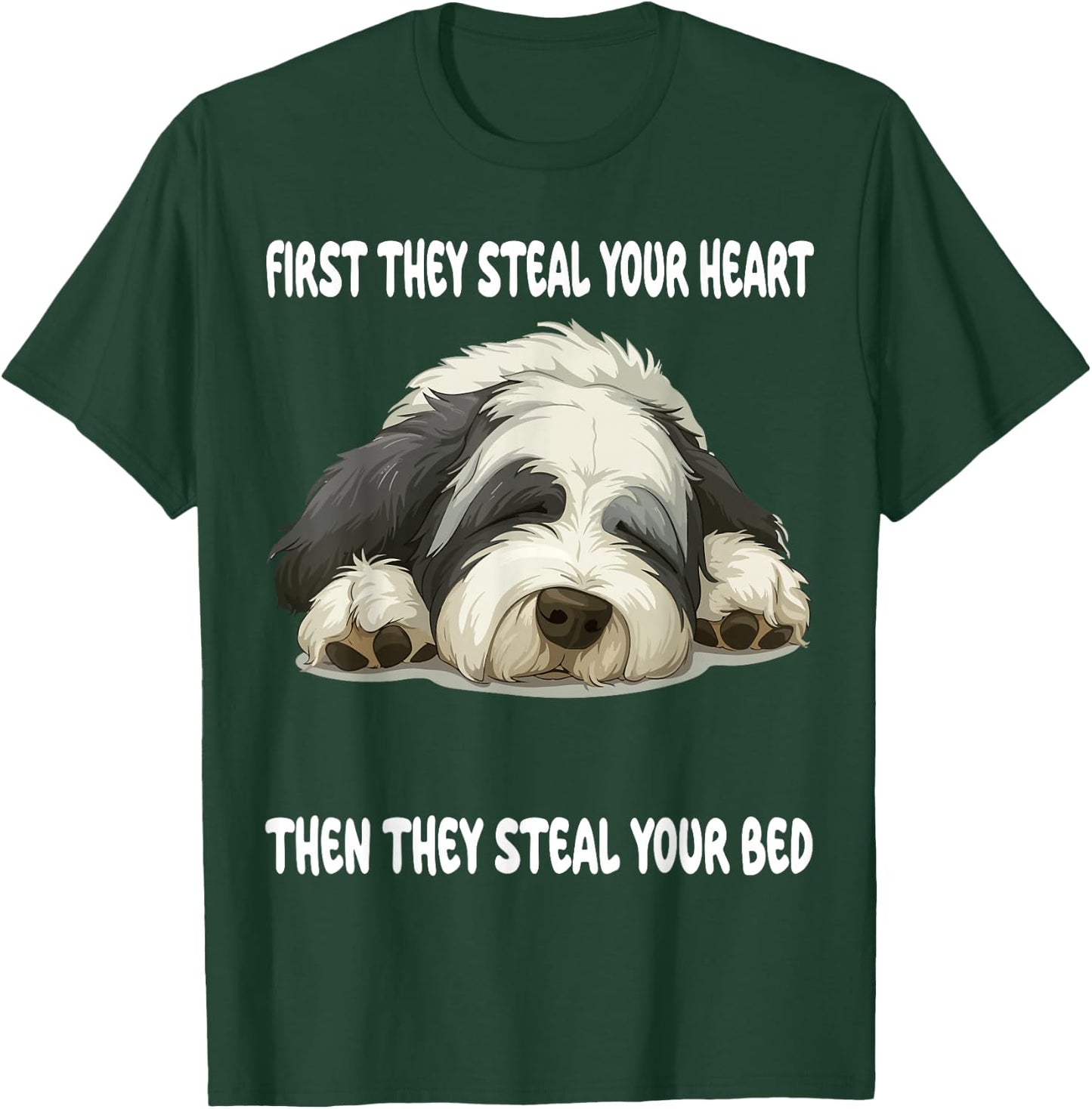 Old English Sheepdog Sleeping Pajamas Nightgown T-Shirt - T-Shirt | Forest